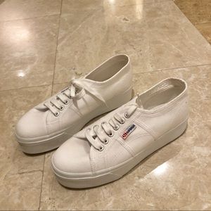 Superga White Platforms